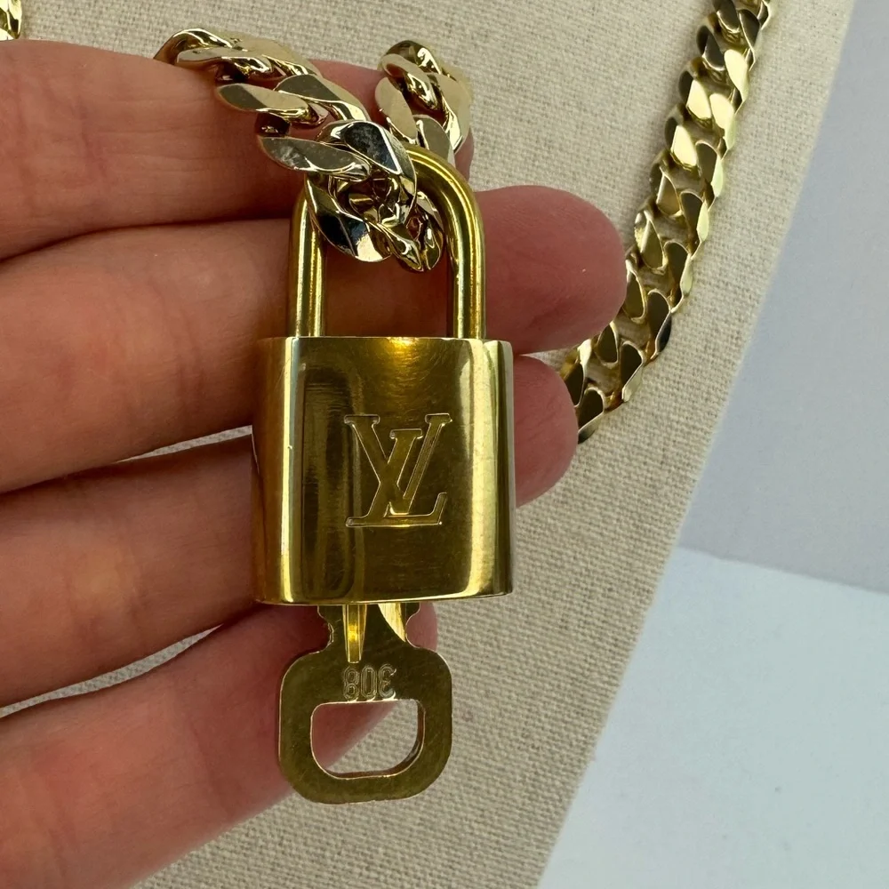 Louis Vuitton Padlock #308 with Bain Miller Brass Chain Necklace 24”